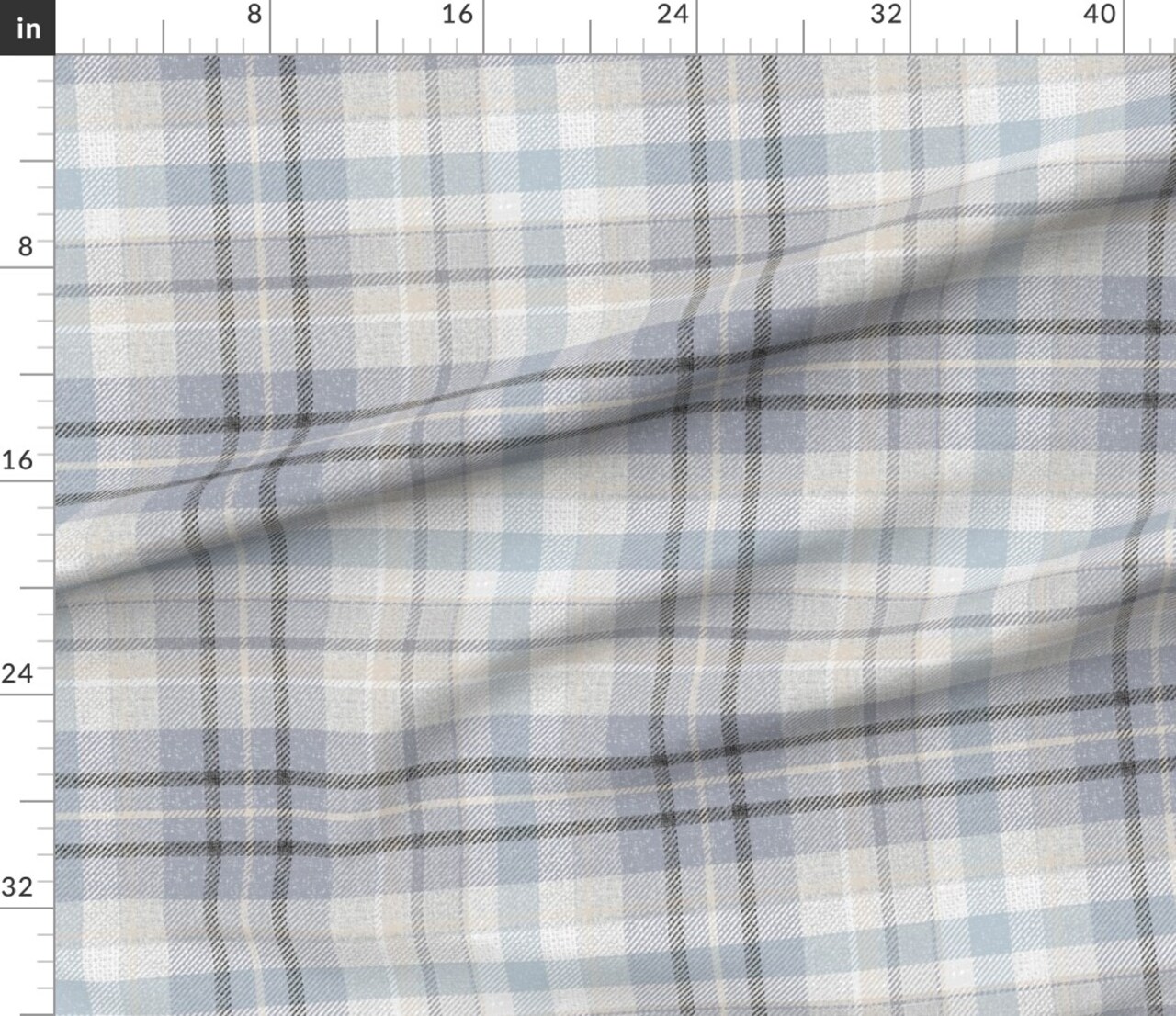 Various Fabrics by the Yard or Fat Quarter Blue Gray Plaid Neutral Classic Geometric Calm Check Traditional Large Scale Custom Printed Fabric by Spoonflower